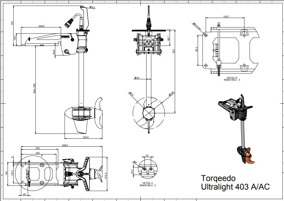 Torqeedo Ultralight 403 Kajak Halterung