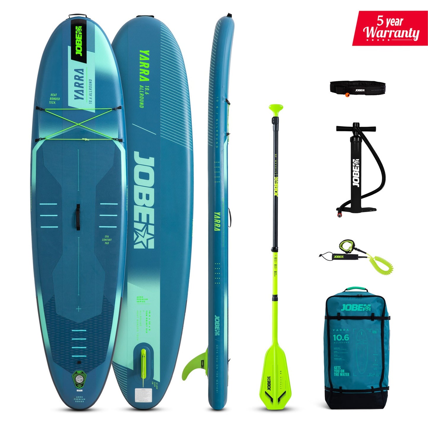 Jobe Aero Yarra SUP Board 10.6 Paket Stahl Blau