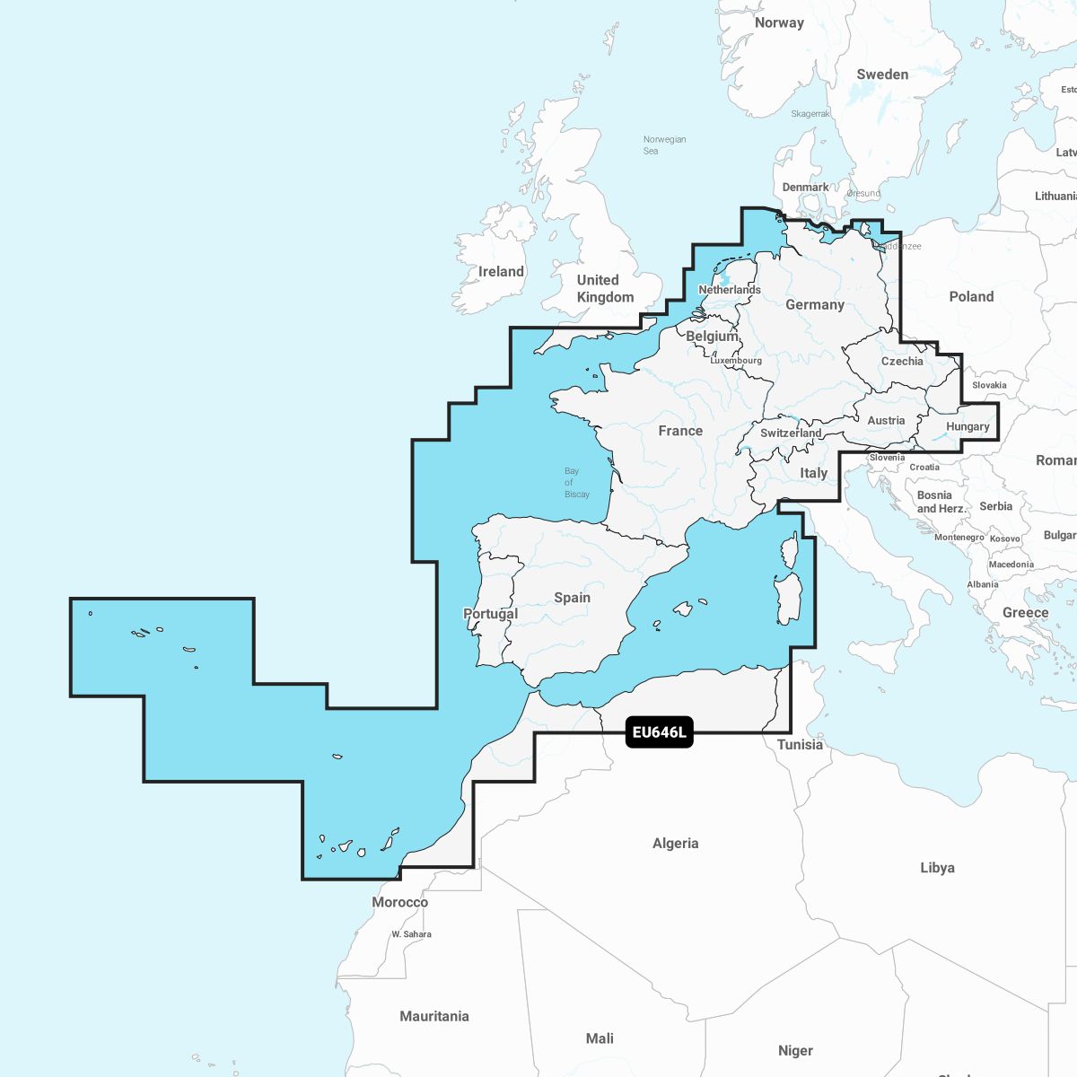 Navionics+ NAEU646L Europa Mitte & Westen Seekarte microSD/SD 010-C1354-30