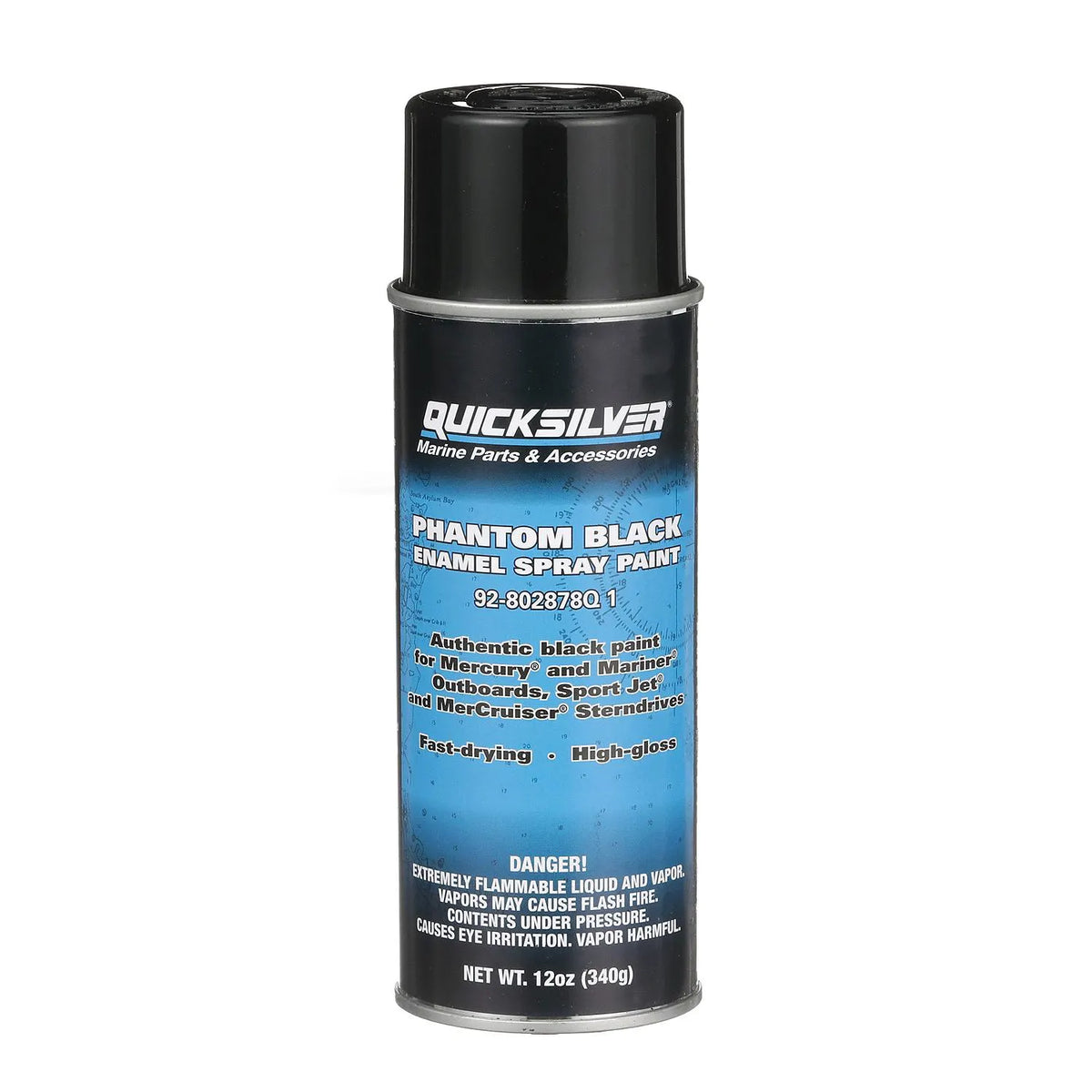 Quicksilver 8M0185749 – Mercury Phantom Black Gloss Spray Paint (340 g)