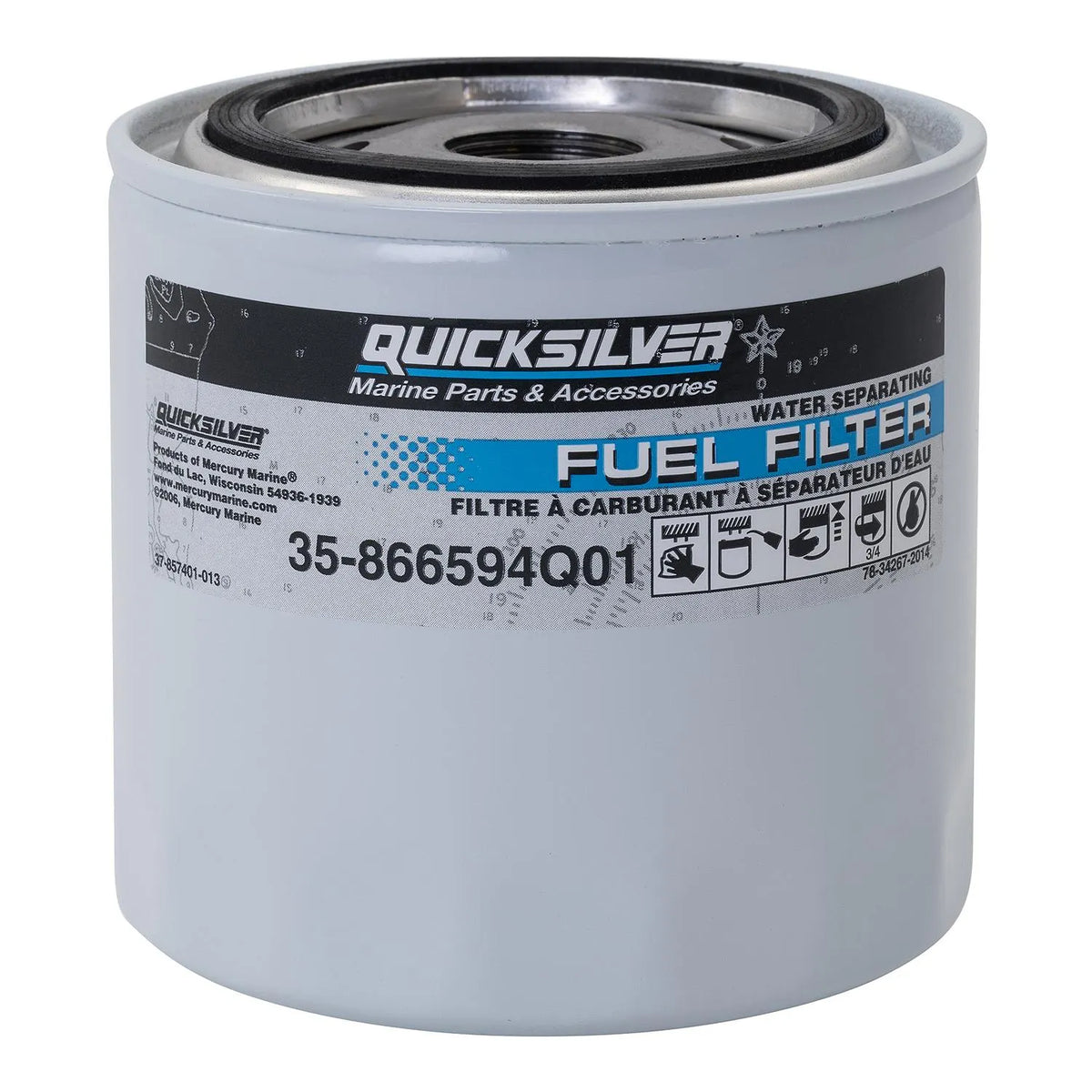 Quicksilver 866594Q01 Wasserabscheidender Kraftstofffilter für MerCruiser Vazer & 3.0L MPI EC