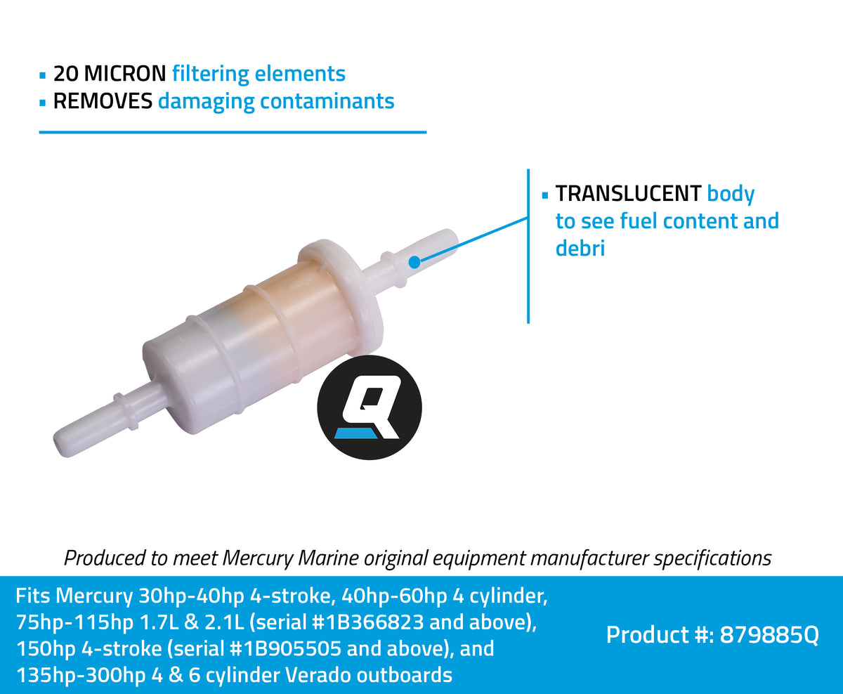 Quicksilver 879885Q Inline-Kraftstofffilter für Mercury & Mariner Außenborder