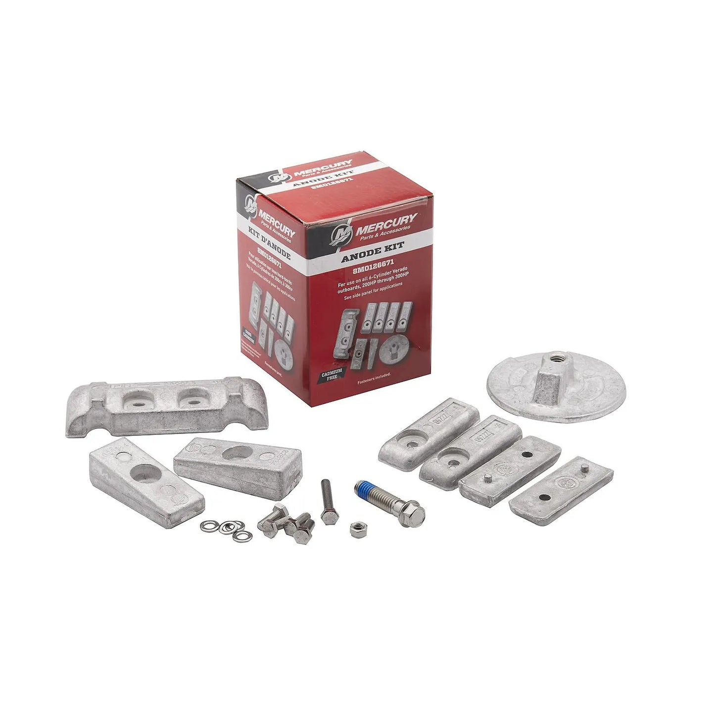 Mercury 8M0126671 Aluminium Anode Kit für Mercury L6 200-300hp Verado Außenbordmotoren