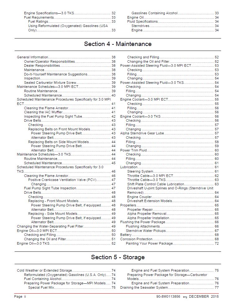 Mercruiser 3.0MPI ECT und 3.0TKS Anleitung und Wartungsinfos