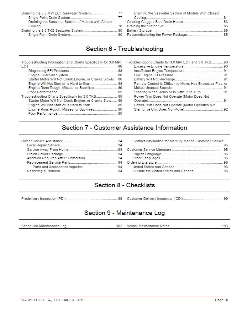 Mercruiser 3.0MPI ECT und 3.0TKS Anleitung und Wartungsinfos - Marina Wassersport GmbH