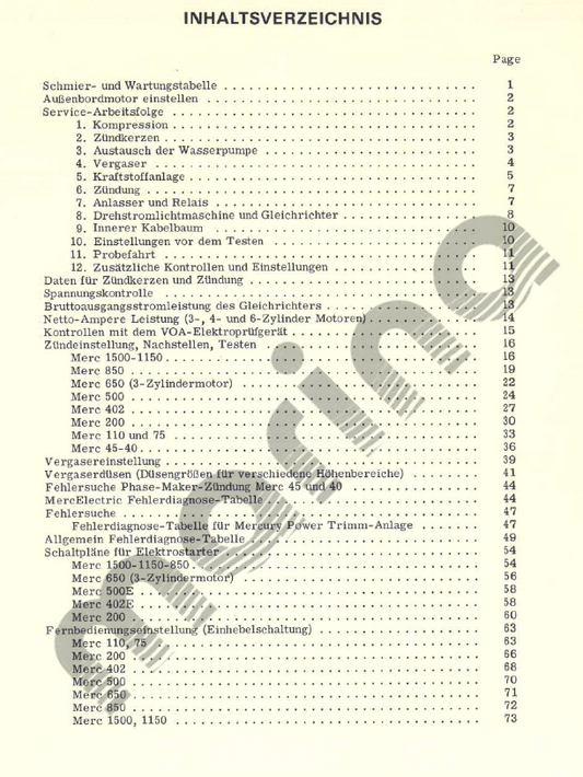 Mercury Werkstatthandbuch Baujahre 1972 - 1976 - Deutsch