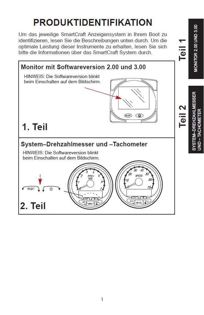 Mercury Smartcraft SC1000 System Monitor Anleitung - Marina Wassersport GmbH