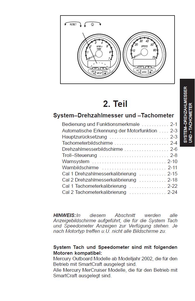 Mercury Smartcraft SC1000 System Monitor Anleitung - Marina Wassersport GmbH