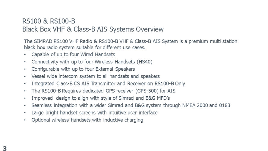 Simrad RS100-B Blackbox VHF Radio mit Class-B AIS, GPS-500 Antenne, HS100 Handset & SP100 Lautsprecher | Art.-Nr. 000-15792-001