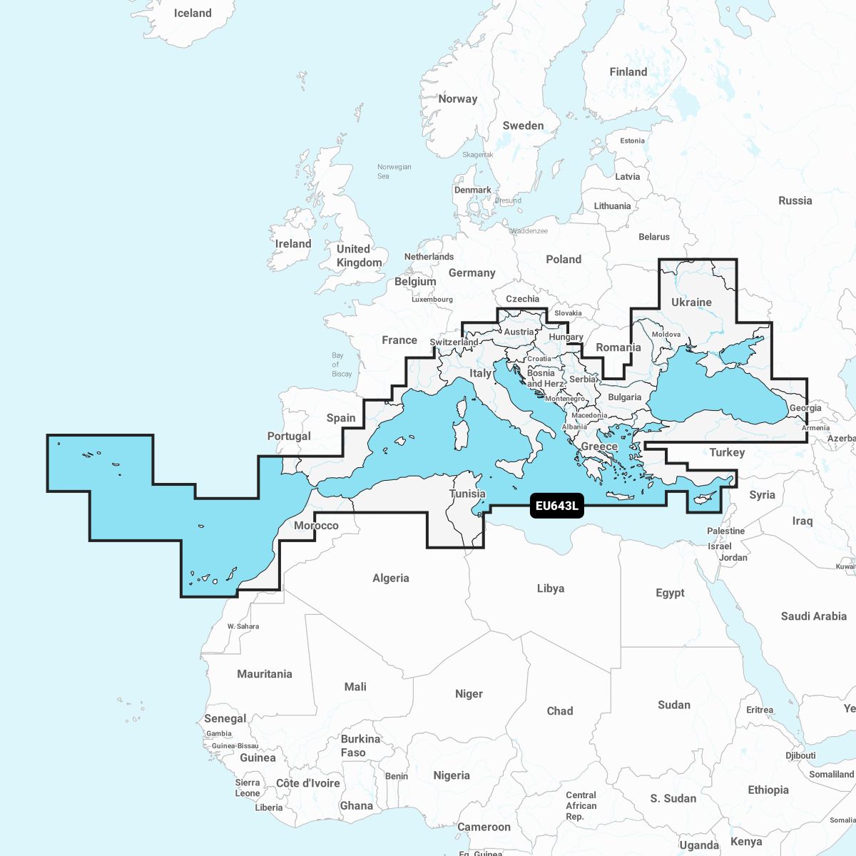 Navionics+ NAEU643L Mittelmeer & Schwarzes Meer Seekarte microSD/SD 010-C1351-30