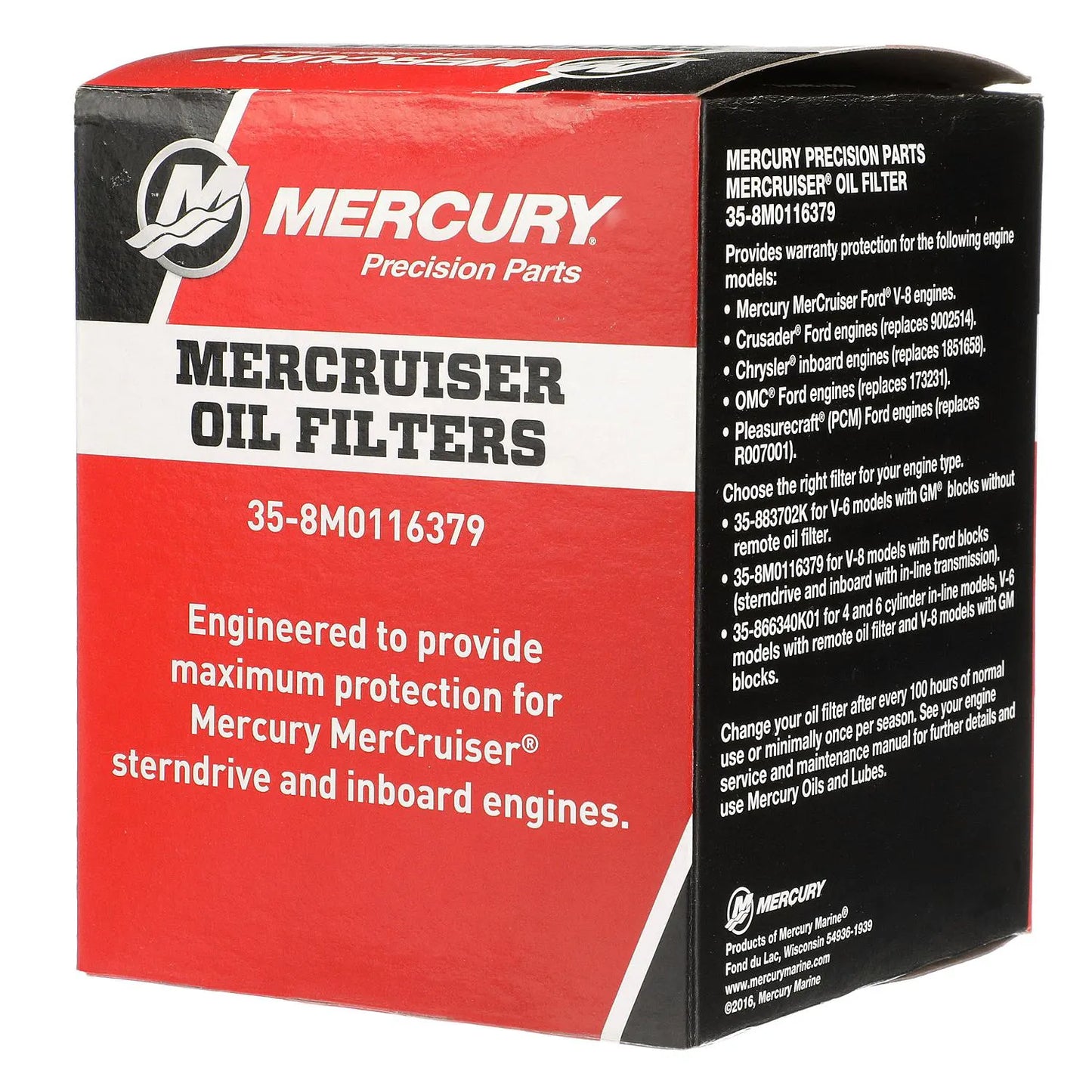 Mercury 8M0116379 Ölfilter – Für MerCruiser Sterndrive & Inboard V8 Motoren von Ford