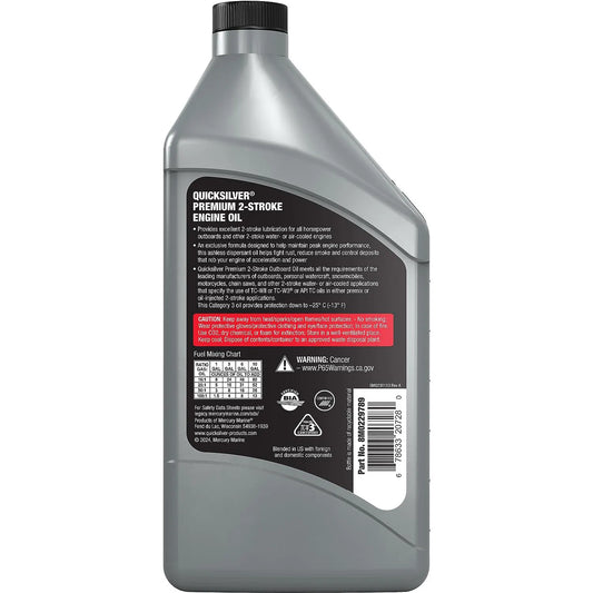 Quicksilver Premium 2‑Takt Motoröl TC‑W3 – Für Außenborder, PWC, Schneemobile & Motorräder, 1 Liter