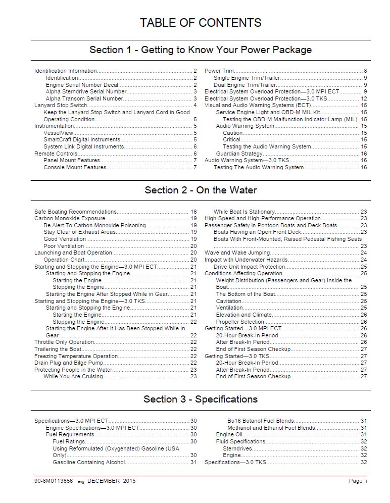 Mercruiser 3.0MPI ECT und 3.0TKS Anleitung und Wartungsinfos - Marina Wassersport GmbH