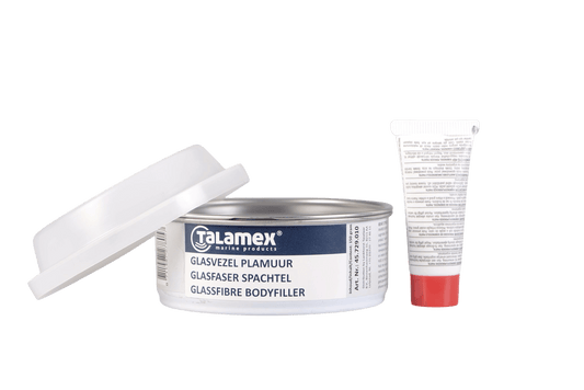 Talamex Polyester Glasfaserspachtel – 2‑K Spachtel mit Glasfaser, 150 g (45729010)
